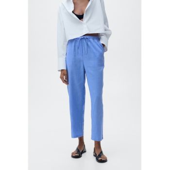 Pantaloni din amestec de in cu snur