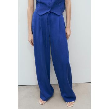 Pantaloni din amestec de lyocell cu talie inalta