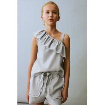 Pantaloni scurti cu model uni si snur de ajustare in talie