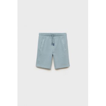 Pantaloni scurti texturati din bumbac cu talie ajustabila