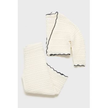Pantaloni tricotati cu perforatii cu mansete valurite