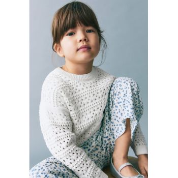 Pulover de bumbac cu model pointelle