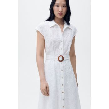 Rochie-camasa midi cu maneci scurte