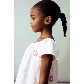 Rochie de bumbac cu broderii florale