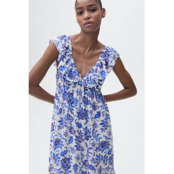 Rochie midi din amestec de lyocell cu model floral