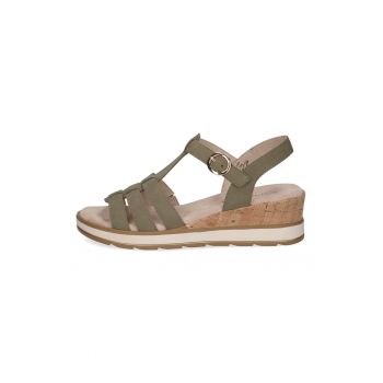 Sandale wedge de piele cu o catarama