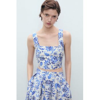Top crop cu imprimeu floral