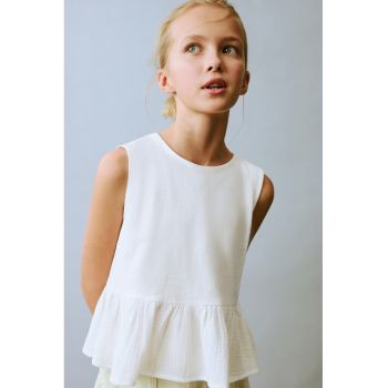Top din bumbac cu volan peplum