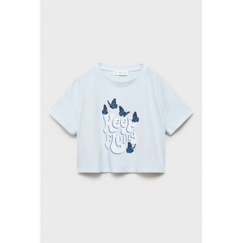 Tricou crop cu decolteu la baza gatului