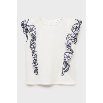 Tricou cu broderie contrastanta
