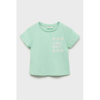 Tricou cu decolteu la baza gatului - cu imprimeu floral