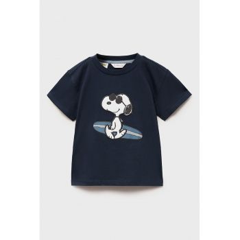 Tricou cu decolteu la baza gatului si imprimeu desene animate