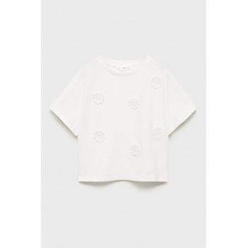 Tricou de bumbac cu aplicatii florale