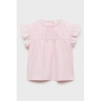 Tricou de bumbac cu detalii din dantela Sangallo