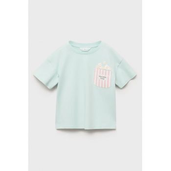Tricou din bumbac cu decolteu la baza gatului