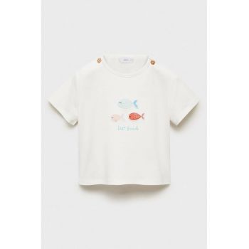 Tricou din bumbac cu model cu broderie