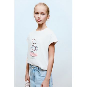 Tricou din bumbac cu paiete