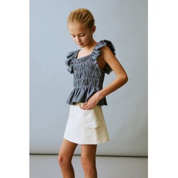 Bluza cu model uni si maneci scurte