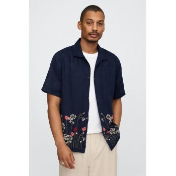 Camasa din amestec de in cu model floral