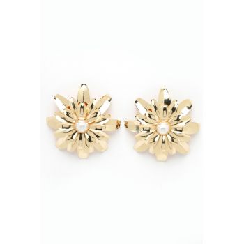 Cercei in forma de floare placati cu aur de 18K