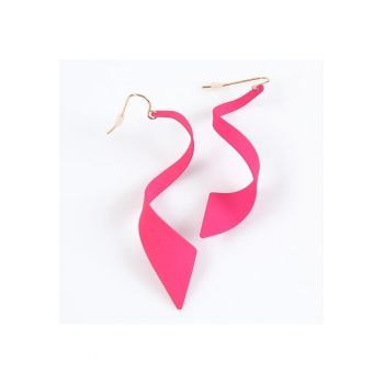 Cercei lungi fucsia cu forma spiralata -  Paris