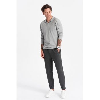 Pantaloni de trening din amestec de bumbac cu snururi de ajustare