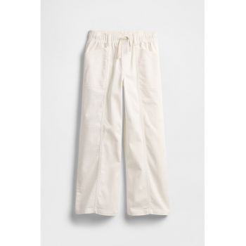 Pantaloni din amestec de bumbac cu croiala ampla si snururi de ajustare