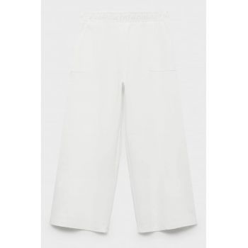 Pantaloni din bumbac cu croiala ampla si talie elastica