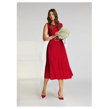 Rochie cocktail midi cu buzunare si curea asortata Vienna