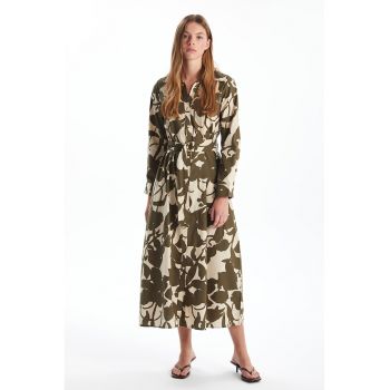 Rochie cu croiala in A - curea asortata si imprimeu