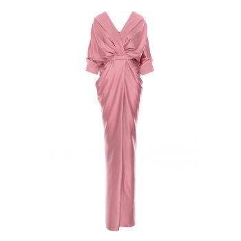Rochie cu design drapat si slit frontal