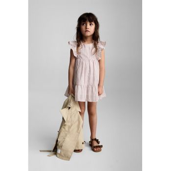 Rochie cu maneci cu volane si model in dungi
