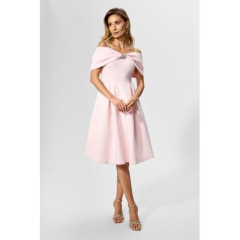 Rochie eleganta din neopren cu strass-uri si funda maxi Fiance Rose