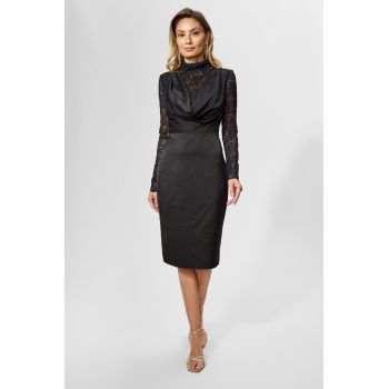 Rochie eleganta din satin si dantela Tassia Neagra