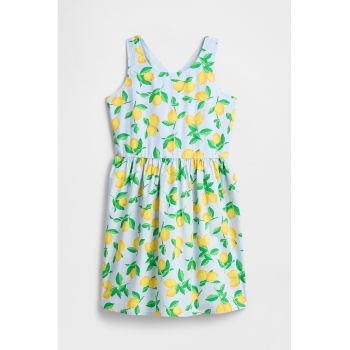 Rochie evazata cu imprimeu cu fructe