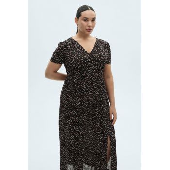 Rochie midi cu slit si decolteu in V