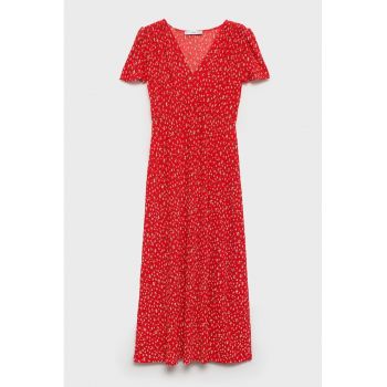 Rochie midi cu slit si decolteu in V