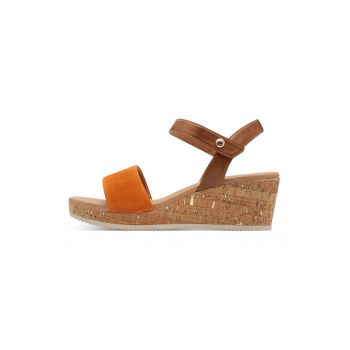 Sandale wedge din piele si piele ecologica
