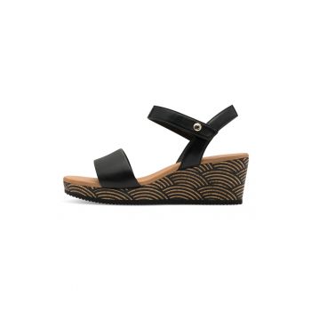 Sandale wedge din piele si piele ecologica