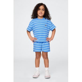 Set de tricou si pantaloni scurti cu model in dungi - 2 piese