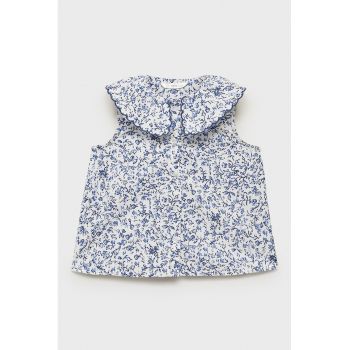 Top cu guler cu volane si model floral