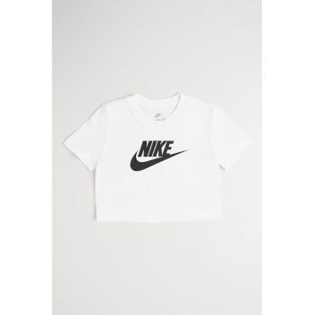 Tricou crop cu decolteu la baza gatului