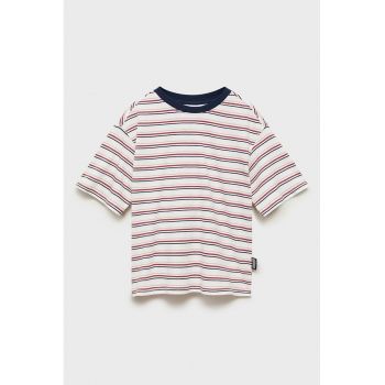 Tricou cu decolteu la baza gatului si model in dungi