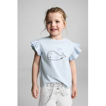 Tricou cu imprimeu si volan