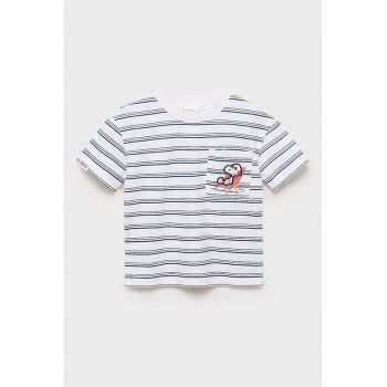 Tricou cu model in dungi si detaliu desene animate