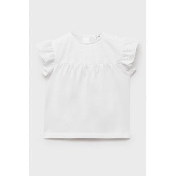 Tricou de bumbac cu detalii din dantela Sangallo