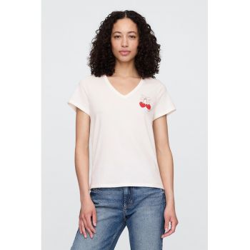 Tricou din bumbac cu decolteu in V