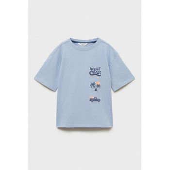 Tricou din bumbac cu decolteu la baza gatului
