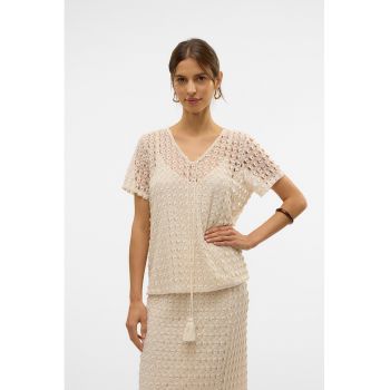 Bluza cu decolteu in V si maneci scurte