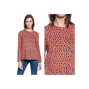 Bluza Dama -  Emma C Leoprint - Croi Normal - 100% Modal - Fara Inchidere - Maneci Lungi - S Intl - Rosu